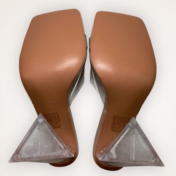 PrettyLittleThing Women’s 6 Tan Clear Block Sandal Heel - Picture 8 of 9